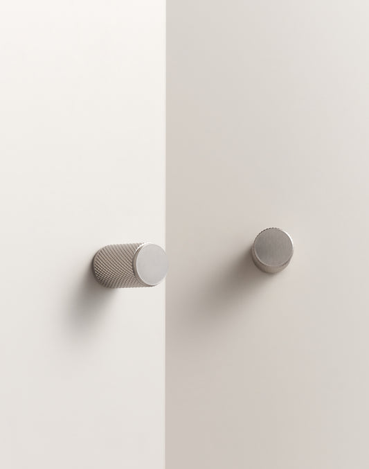 Knurled Solid Brass Knob | Chrome