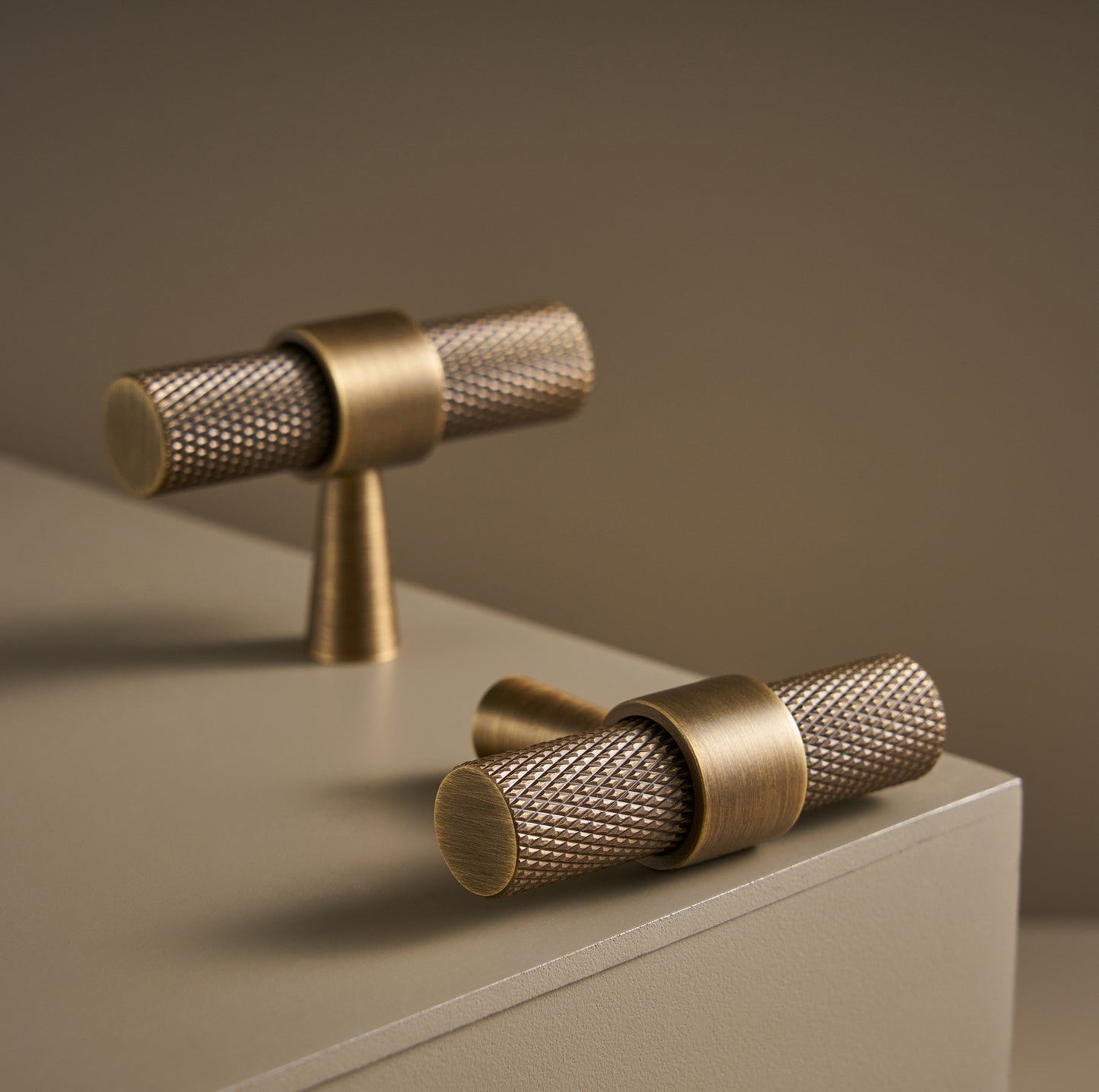 Knurled  Solid Brass T-Bar Pull | Bronze