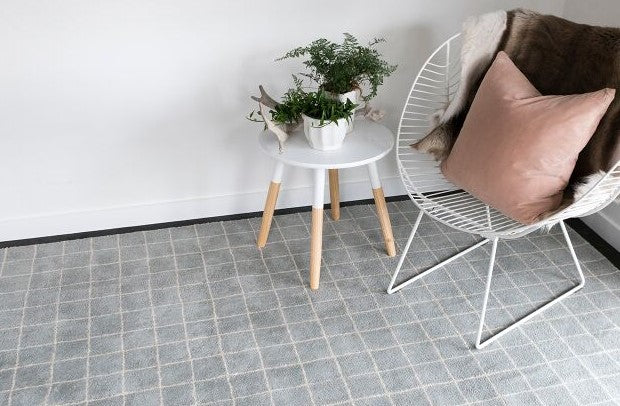 Grid Blue Wool Rug | 152cm x 243cm