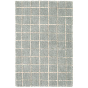 Grid Blue Wool Rug | 152cm x 243cm