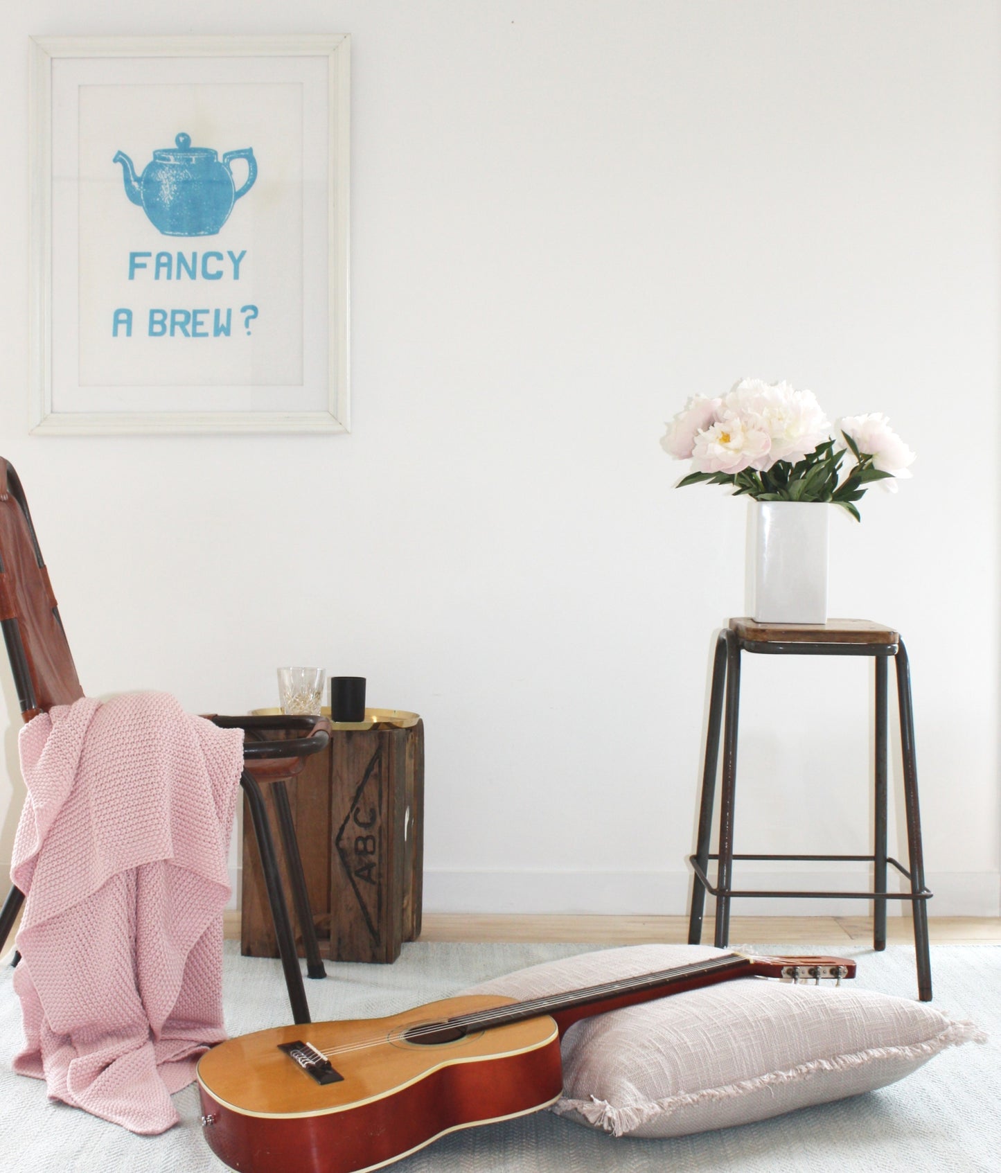 Herringbone Sky Cotton Rug | 120cm x 180cm